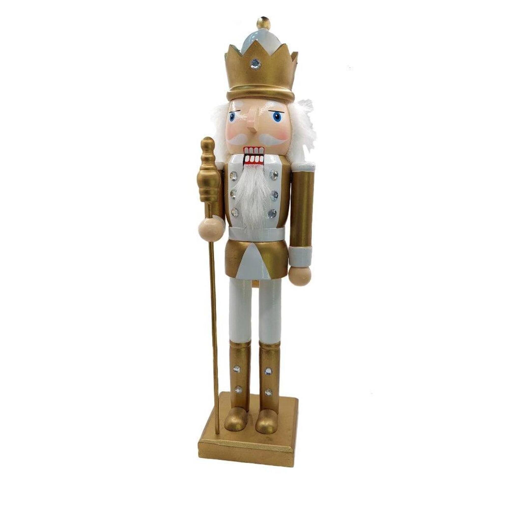 Wizardi 15" Classic Wooden Christmas Staffbearer Nutcracker Festive Decoration